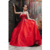 spolecenske maturitni saty cervene objemna tylova sukne zivutek bez raminek s krajkou