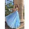 svetle modre trpytive spolecenske plesove maturitni saty rozparek zdobena sukne korzet bez raminek 1