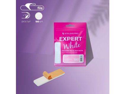 Bílý jednorázový krátký pilník STALEKS DFE-51-180w EXPERT 51 (10 Ks)