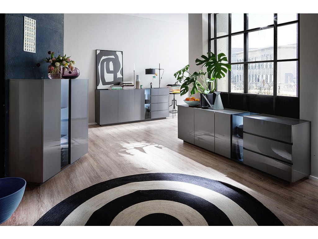 Moderní antracitové komody s úložným prostorem