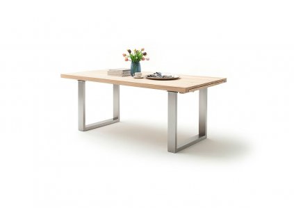Jedálenský rozkladací stôl Dayton dub bianco nerez - Glamour Design 2
