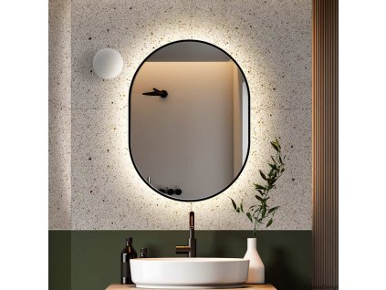 Lustro owalne podswietlane Ambient Slim LED w czarnej ramie od GieraDesign