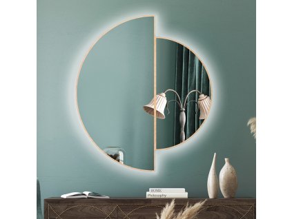 Zrcadlo do kúpelne s LED - Naseo Wood LED - Natur - Atypické