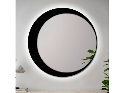 Zrcadlo do kúpelne s LED - Moony Black LED - Černa - Kulaté