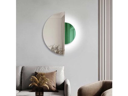 Luna zelené svítící dekorativní zrcadlo do obývacího pokoje. GieraDesign