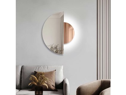 Dekorativní osvětlené zrcadlo Luna s měděným povrchem. GieraDesign