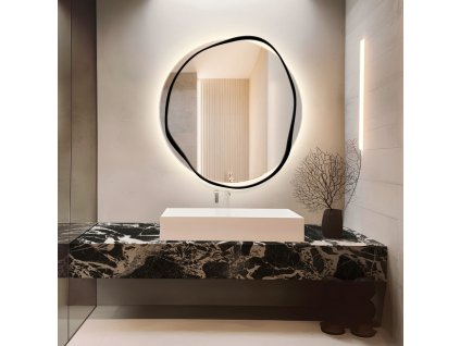 Osvětlené koupelnové zrcadlo Banda s ozdobným černým lemem, GieraDesign.