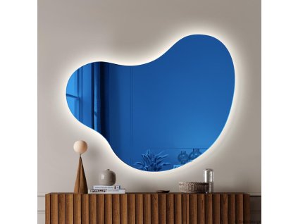 Zrcadlo Plama č.5, modré, nepravidelné, osvětlené. GieraDesign