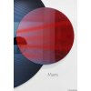 Lustro czerwono niebieskie Mars do salonu z kolekcji Cosmic. GieraDesign. Srednica lustra fi 50 cm.