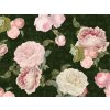 Roses Dark Green (Funkcia Vinyl on textured non-woven fabric linen)
