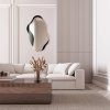 Zrcadlo Libido, nepravidelné zrcadlo lepené na černé sklo Lacobel, jako dekorace do moderního obývacího pokoje. GieraDesign