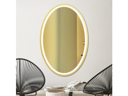 Zrkadlo do kúpelne s LED - Nordic Oval Gold LED - gold glass - Zlatá - Oválne