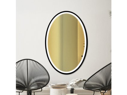 Zrkadlo do kúpelne s LED - Nordic Oval Black LED - gold glass - Čierna;Zlatá - Oválne