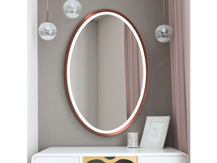 Zrkadlo do kúpelne s LED - Nordic Oval Copper LED - Medená - Oválne