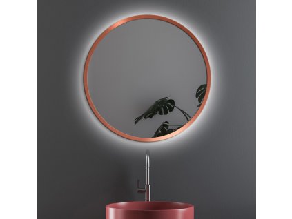 Zrkadlo do kúpelne s LED - Nordic Copper LED - Medená - Okrúhle