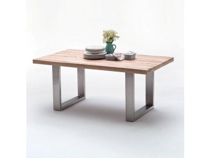 Jedálenský stôl Castello dub bielený nerez - Hnedá