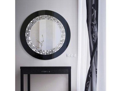 Zrkadlo Glamour Black - Čierna;Strieborná - Okrúhle