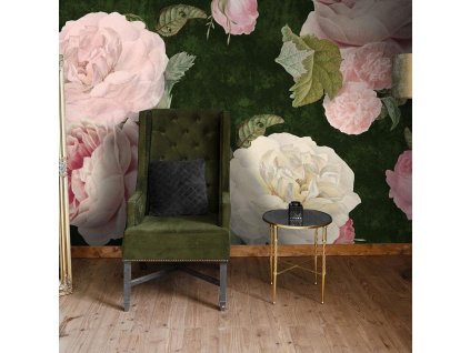 Roses Dark Green (Funkcia Vinyl on textured non-woven fabric brush)