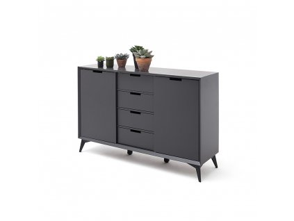 Komoda NETANJA IV sivá - Biela;Sivá