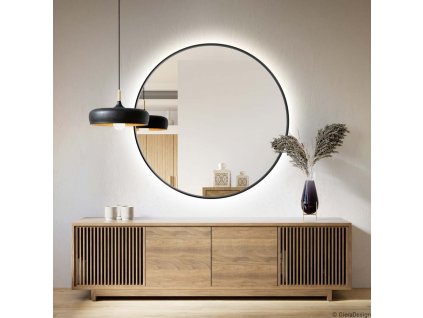 Zrkadlo Scandi Slim LED Black - Čierna - Okrúhle