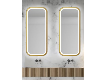 Zrkadlo do kúpelne s LED - Mirel Gold LED - Zlatá - Obdĺžnikové