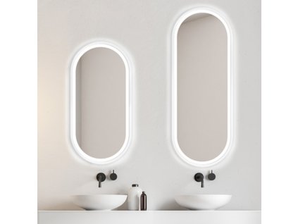 Zrkadlo do kúpelne s LED - Zeta White LED - Biela - Oválne