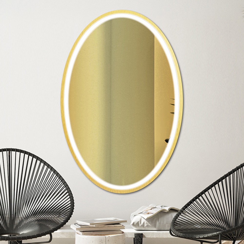 Zrkadlo Nordic Oval Gold LED - gold glass Rozmer zrkadla: 55 x 80 cm