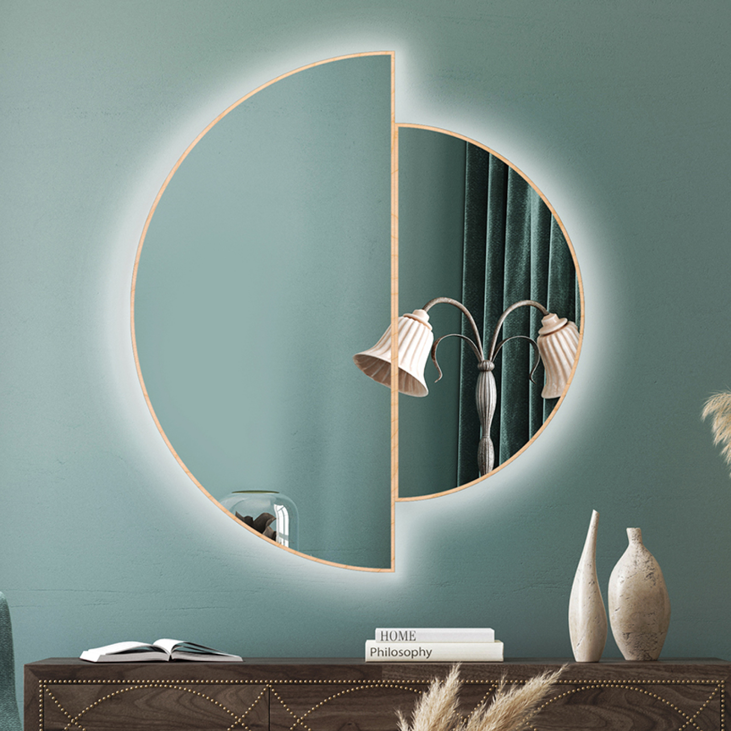 Zrkadlo Naseo Wood LED Rozmer zrkadla: 55 x 65 cm