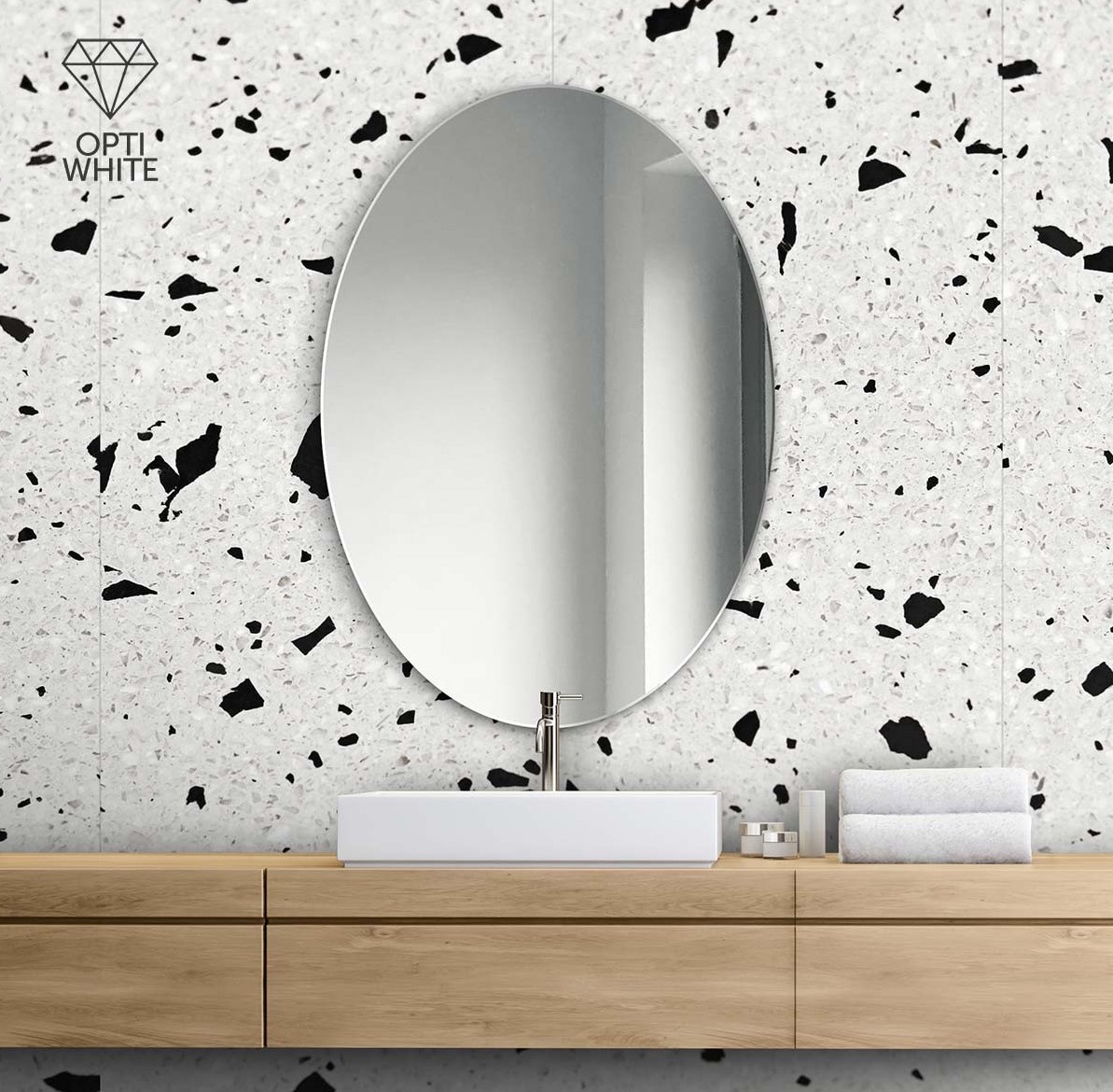 Zrkadlo Oval Opti white Rozmer: 50 x 70 cm