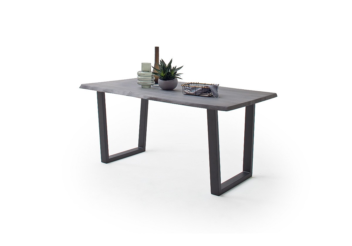 Jedálenský stôl Calabria podnož trapez antracit Rozmer: doska akácia sivá, 2,5 cm 160 x 90