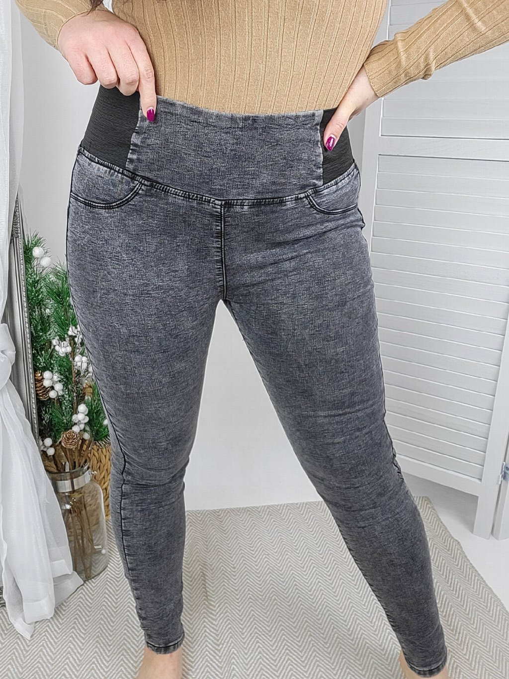 Kalhoty do gumy Stright šedé (Velikost 36)