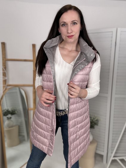 Růžová oboustranná vesta Plus-size