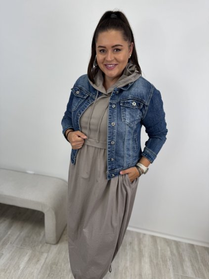 Džínová bunda M. Sara středně modrá Plus-Size