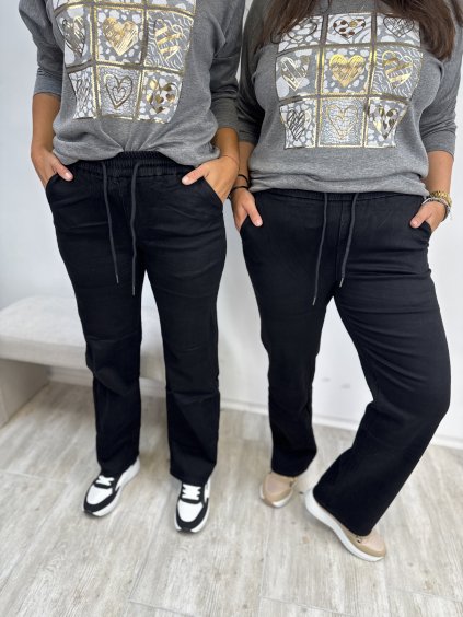 Černé dámské široké džíny do gumy Found