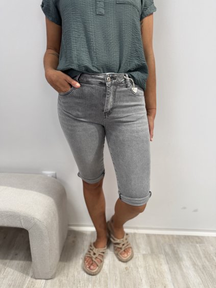 Kalhoty 3/4 šedé džínové M.Sara