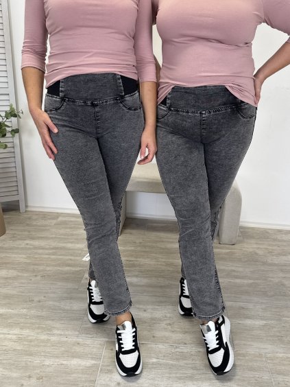 Kalhoty do gumy rovný střih Stright šedé