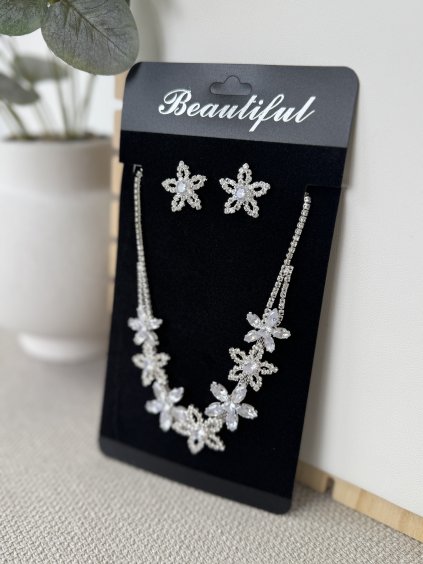 Společenský set řetízek a naušnice Květy