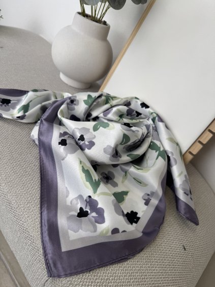 Šátek s květy šedý Barry