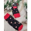 Vánoční černé dámské ponožky Sobíci s puntíky