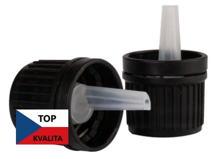 Uzávěr černý s pojistným kroužekm a vertikálním kapátkem