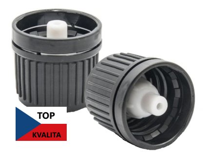 Uzávěr černý s pojistným kroužkem a okrajovým kapátkem