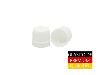 Plastový uzávěr GL 18 bílý s pojistným kroužkem s PE vložkou