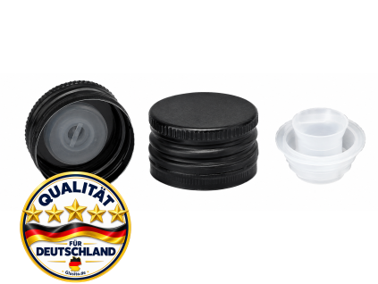 Aluminiumverschluss SCHWARZ 31,5 mm mit Ausgießer