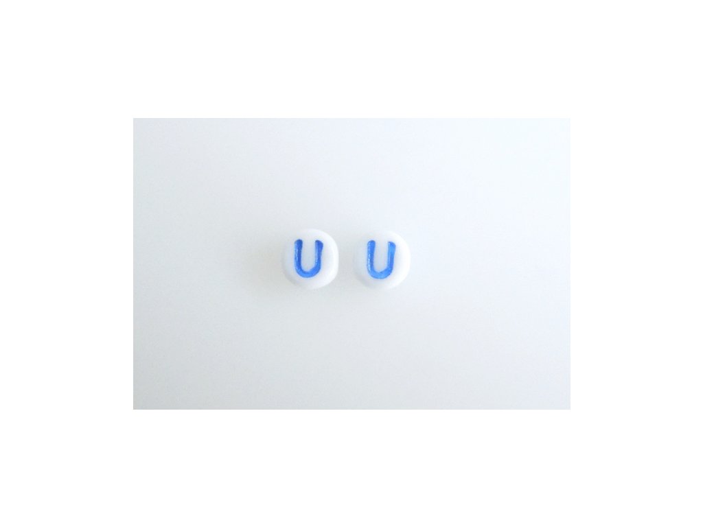 Korálky s modrým  písmenkem "U" 11149220 6 mm 03000/46433