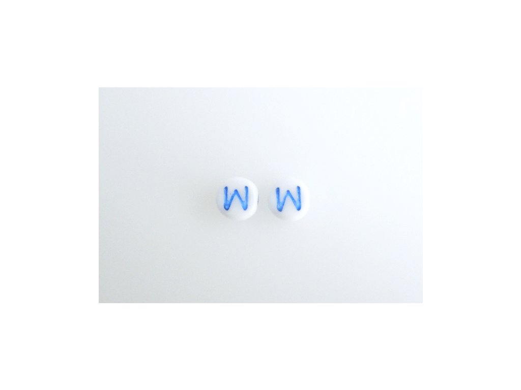 Korálky s modrým  písmenkem "W" 11149220 6 mm 03000/46433