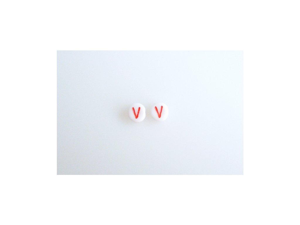 Korálky s červeným písmenkem "V" 11149220 6 mm 03000/46497