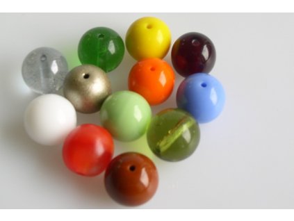 Mačkané kulaté korálky - 10 mm mix - barev