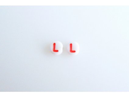 Korálky s červeným písmenkem "L" 11149220 6 mm 03000/46497