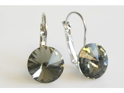 Náušnice Rivoli 12 mm black diamond rhodium made with Swarovski®  Elements