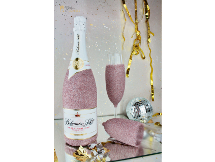 Růžový nealko Bohemia sekt set+vodoznak
